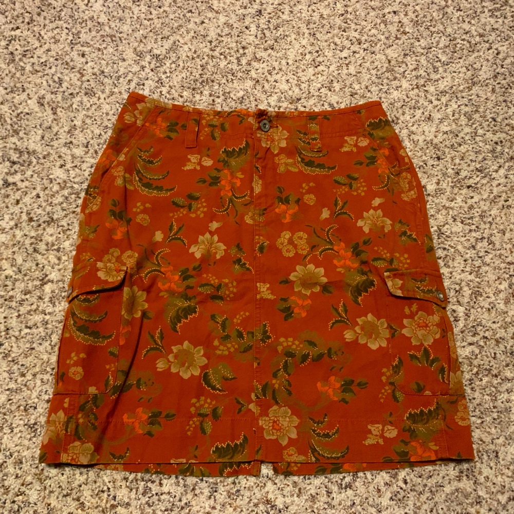 Eddie Bauer floral denim skirt